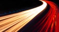Light trails caused by multiple car headlights and tail lights Royalty Free Stock Photo