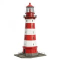 Red and white lighthouse 3D render Royalty Free Stock Photo
