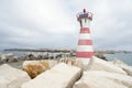 Red and white lighthouse Peniche,Portugal Royalty Free Stock Photo