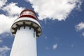 Red and white lighthouse in Topo, Sao Jorge, Azores. Portugal