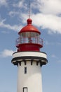 Red and white lighthouse in Topo, Sao Jorge, Azores. Portugal