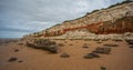 Red and white limestone cliffs of Hunstanton, Norfolk.UK