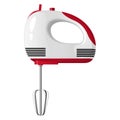 Red and white manual electric mixer, isolated vector illustration