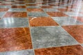 Red and white marble floor