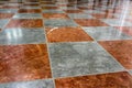 Red and white marble floor