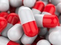 Red and white medicine pills - extreme closeup shot Royalty Free Stock Photo