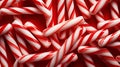 Red and White Mini Candy Canes for Christmas background. Generative AI Royalty Free Stock Photo