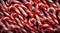 Red and White Mini Candy Canes for Christmas background. Generative AI Royalty Free Stock Photo