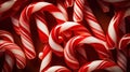 Red and White Mini Candy Canes for Christmas background. Generative AI Royalty Free Stock Photo