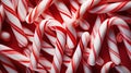 Red and White Mini Candy Canes for Christmas background. Generative AI Royalty Free Stock Photo