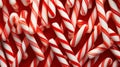 Red and White Mini Candy Canes for Christmas background. Generative AI Royalty Free Stock Photo