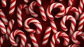 Red and White Mini Candy Canes for Christmas background. Generative AI Royalty Free Stock Photo