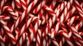 Red and White Mini Candy Canes for Christmas background. Generative AI Royalty Free Stock Photo