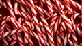 Red and White Mini Candy Canes for Christmas background. Generative AI Royalty Free Stock Photo