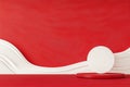 Red and white minimal podium with abstract geometric background Royalty Free Stock Photo