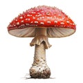 Red and White Mushroom with White Spots and Ruffled Stem Royalty Free Stock Photo