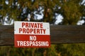 Red and White No Trespassing Sign Royalty Free Stock Photo