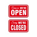 Red White Open and Closed Plate Shop Signs Illustration Template Vector Royalty Free Stock Photo