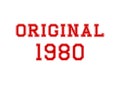 Red and white original year 1980 text