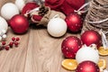 Red and white ornaments with snowflakes and Christmas decoration Royalty Free Stock Photo