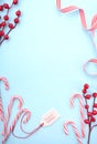 Red, white and pale blue Christmas background. Royalty Free Stock Photo