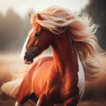 Red and white Palomino horse race across field Royalty Free Stock Photo