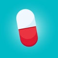 Red and white pill, isolated. Vector graphics