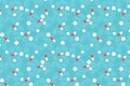 Red and white pills pattern. Blue medical background