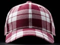 A red and white plaid baseball cap on a black background Royalty Free Stock Photo
