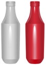Red and white plastic template bottle for ketchup Royalty Free Stock Photo