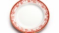Red And White Plate On White Background - Gilded Age Style