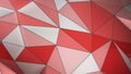 Red and white plexus abstract geometric background with triangles 3d render