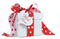 Red and white polka dot theme gift box present