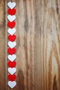 Red and White Ppaper hearts on the clothesline On
