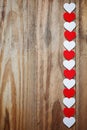 Red and White Ppaper hearts on the clothesline On