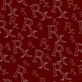 Red and White Prescription symbol made from Marijuana Leaves Pattern Repeat Background