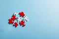 Red and White Puzzle Pieces Solution Teamwork problemsolving connection strategy and completion symbolized by red and white Royalty Free Stock Photo