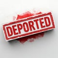 Red and white rectangular stamp with the word deported in bold red letters isolated on white background Royalty Free Stock Photo