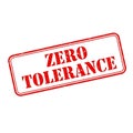 Red and white rectangular stamp with the words zero tolerance isolated on white background Royalty Free Stock Photo