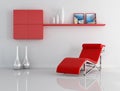 Red and white relax room