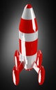 Red and white rocket launching 3D rendering Royalty Free Stock Photo