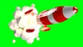 Red and white rocket launching 3D rendering Royalty Free Stock Photo