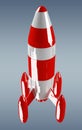 Red and white rocket launching 3D rendering Royalty Free Stock Photo