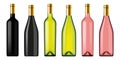 Red white rose wine blank bottles for mockups Royalty Free Stock Photo