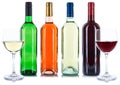 Red and white rose wine bottles beverage wines collection isolated on white Royalty Free Stock Photo