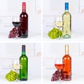 Red and white rose wine bottles beverage wines collection Royalty Free Stock Photo