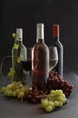 Red, white & Rose wine with glasses & grapes Royalty Free Stock Photo
