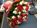 Red and white roses in beautiful bouqette
