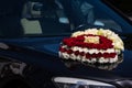 Red and White Roses Heart Wedding Car Hood Headlight