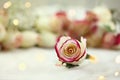 Red and White Roses with Soft Fairy Lights